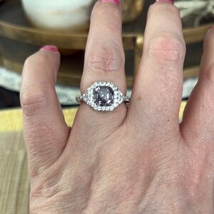 Elegant Sterling SilverRing with Clear and colored Diamonique stones.